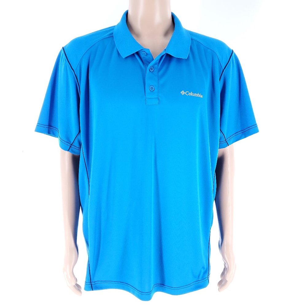 Columbia Men Polo Short Sleeves Omni-Shade Sun Protection Blue Size XXL